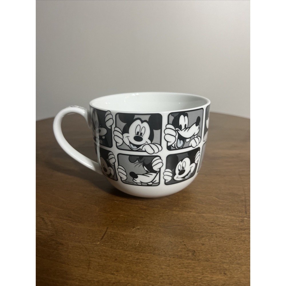 Disney Mickey Mouse Mug Black White Square‎ Panels Coffee Cup